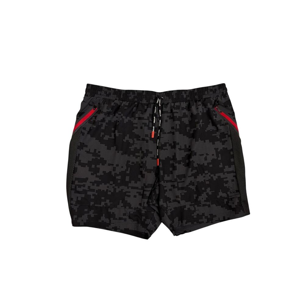 Spyder Active Woven Athletic Drawstring Shorts Black Digital Camo XXL